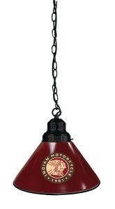 Indian Motorcycle Billiard Pendant Light Black finish with Burgundy Shade