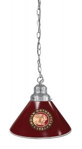 Indian Motorcycle Billiard Pendant Light Chrome finish with Burgundy Shade