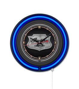 Indian Motorcycle (Metal Shield 15" Black Case Blue Neon Clock