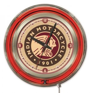 Indian Motorcycle Head 15 Neon Clock