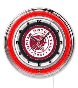 Indian Motorcycle Head Logo 19" Neon Clock