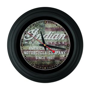 Indian Motorcycle Traditional Wall Clock with American Flag Logo