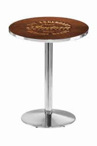 Indian Motorcycle Chrome L214 Pub Table with Brown Leather