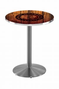 Indian Motorcycle Head Logo Stainless Steel L214 Pub Table with Barn Wood