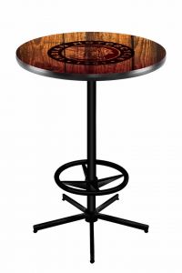 Indian Motorcycle Head Logo Black Wrinkle L216 Pub Table with Barn Wood