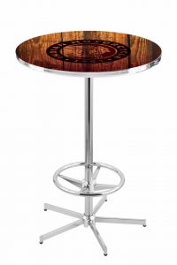 Indian Motorcycle Head Logo Chrome L216 Pub Table with Barn Wood