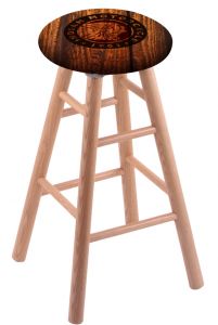 Round Cushion Natural Oak Stool with Barn Wood