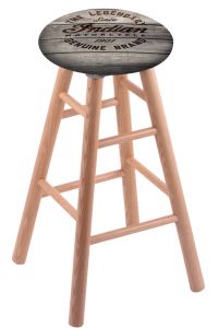 Round Cushion Natural Oak Stool with Engraved Wood